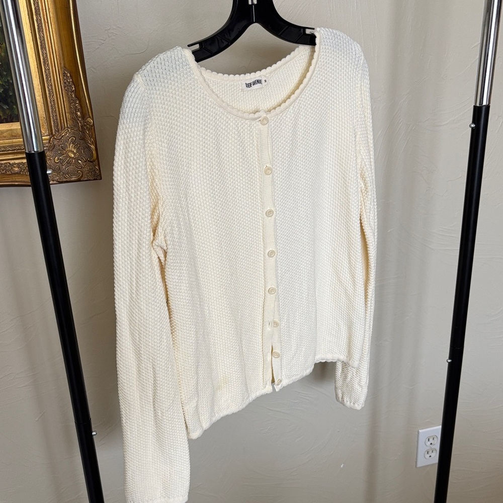Djerf Avenue Cream Button-Up Cardigan